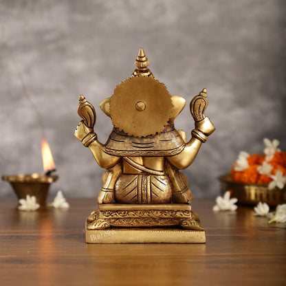 Pure Superfine Handcrafted Brass Ganesha Idol 8 inch - Budhshiv.com