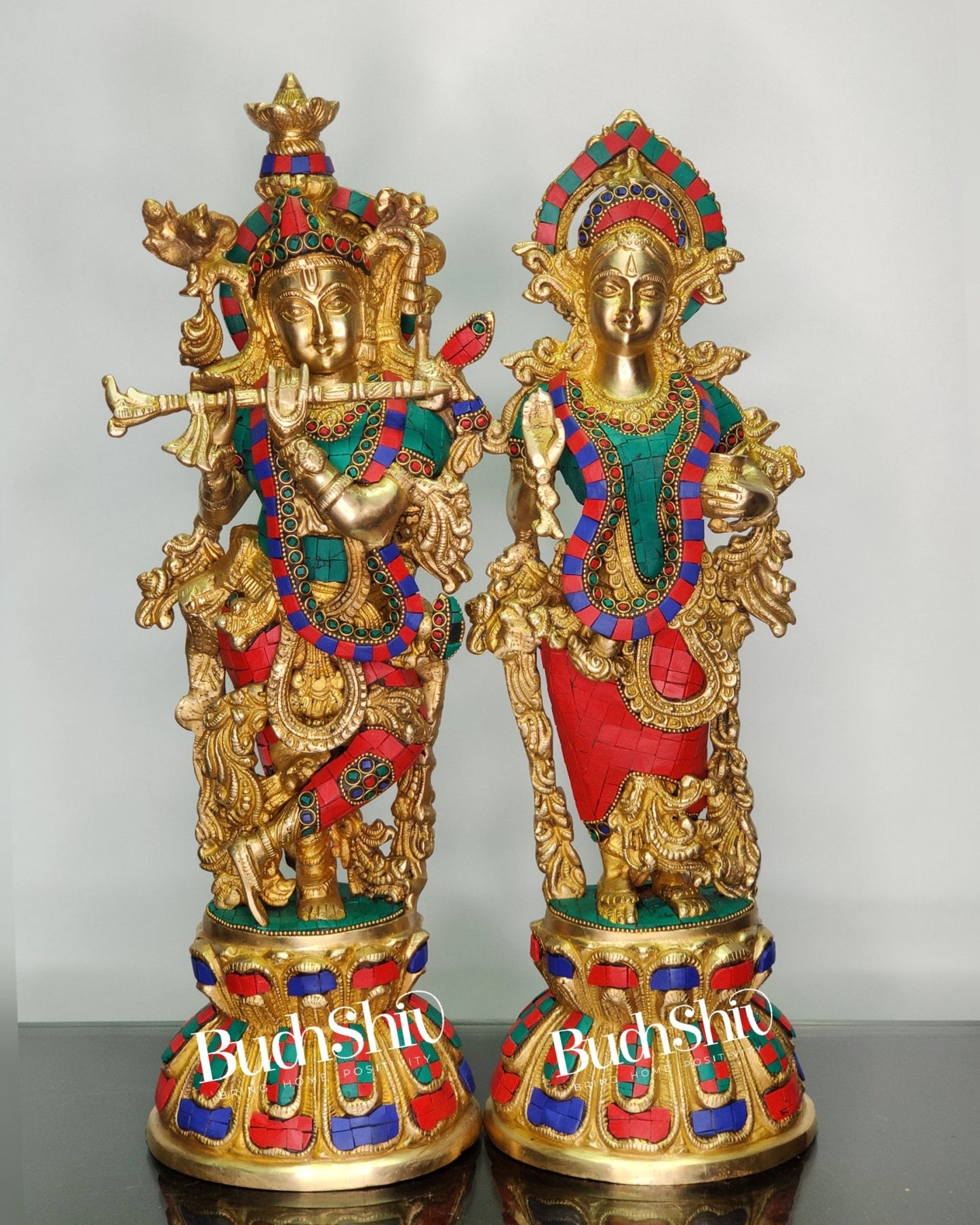 Radha Krishna Brass idols 18 inch - Budhshiv.com