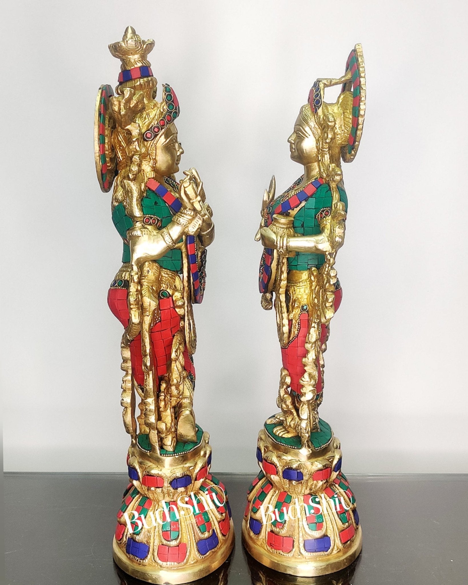 Radha Krishna Brass idols 18 inch - Budhshiv.com