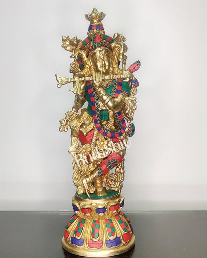 Radha Krishna Brass idols 18 inch - Budhshiv.com