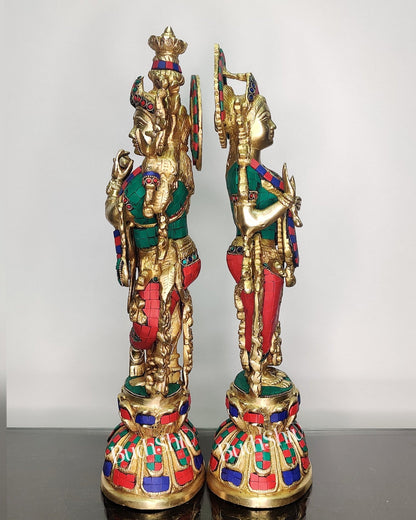 Radha Krishna Brass idols 18 inch - Budhshiv.com