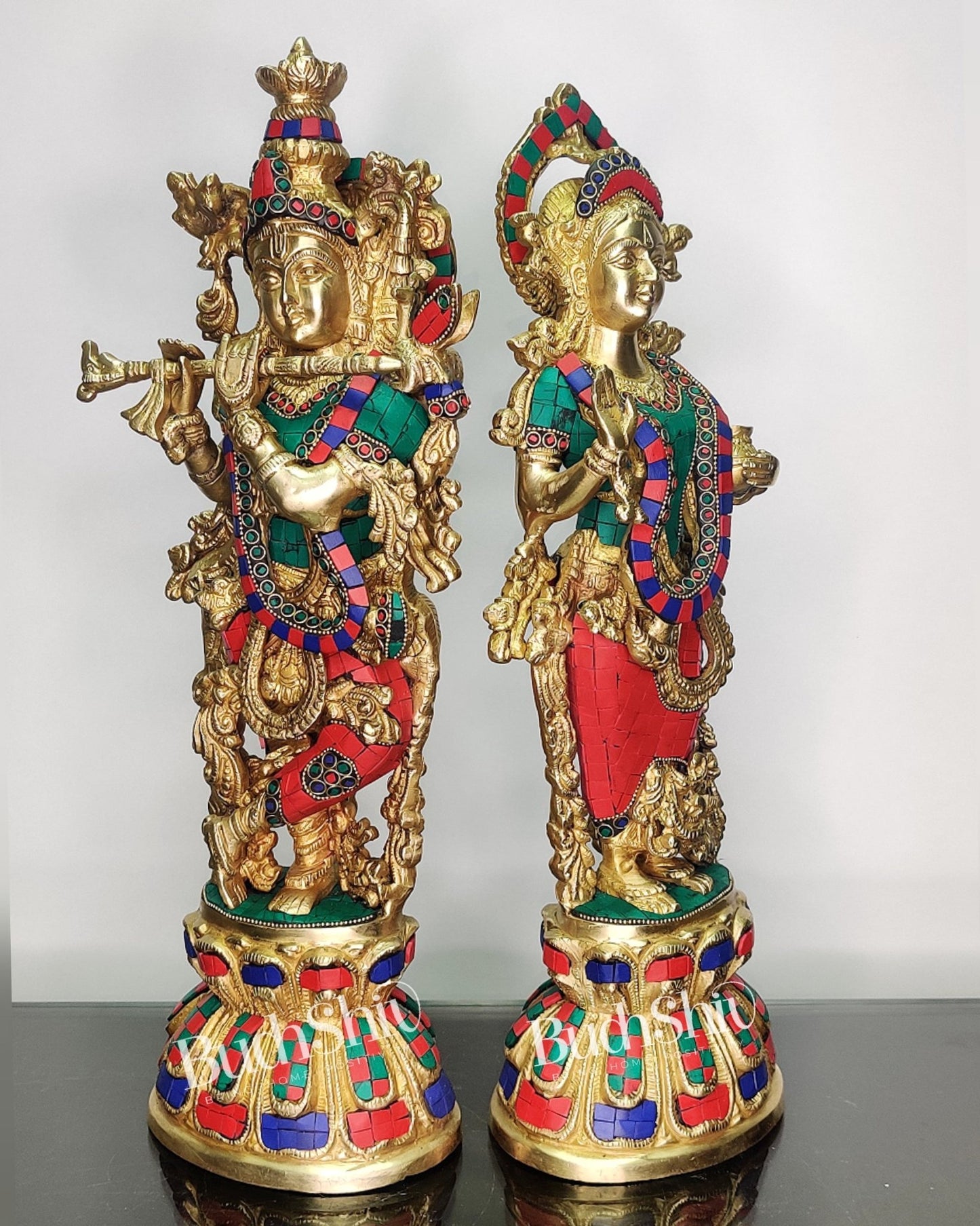 Radha Krishna Brass idols 18 inch - Budhshiv.com