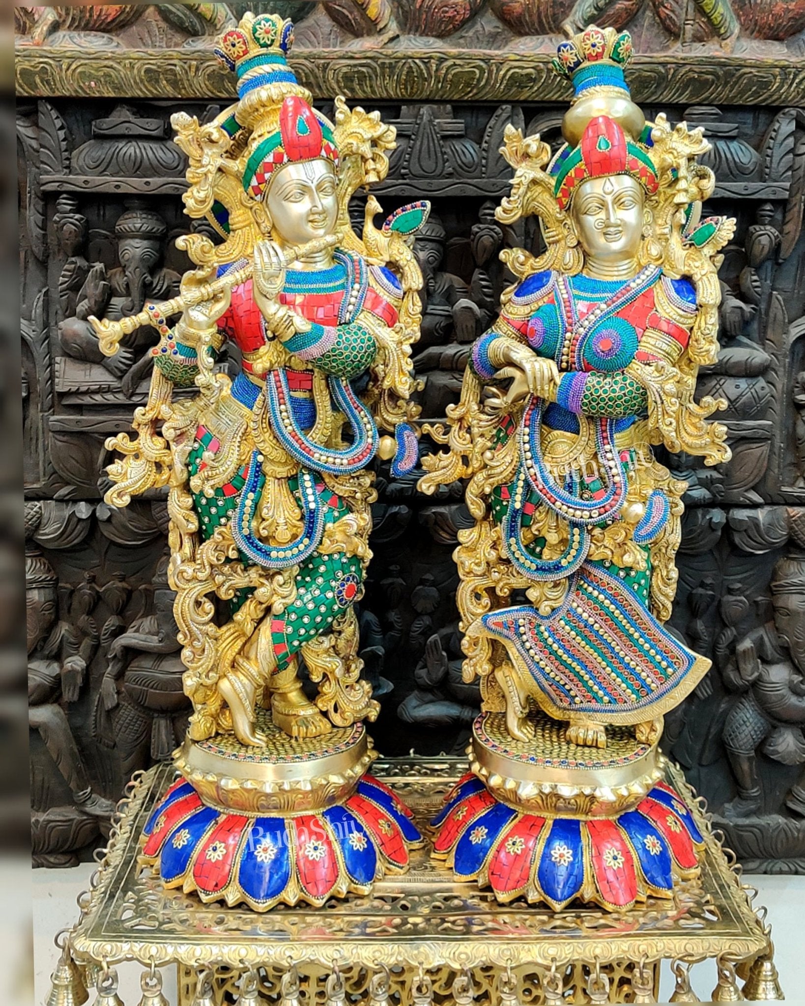 Radha Krishna Brass Idols 26 " - Budhshiv.com
