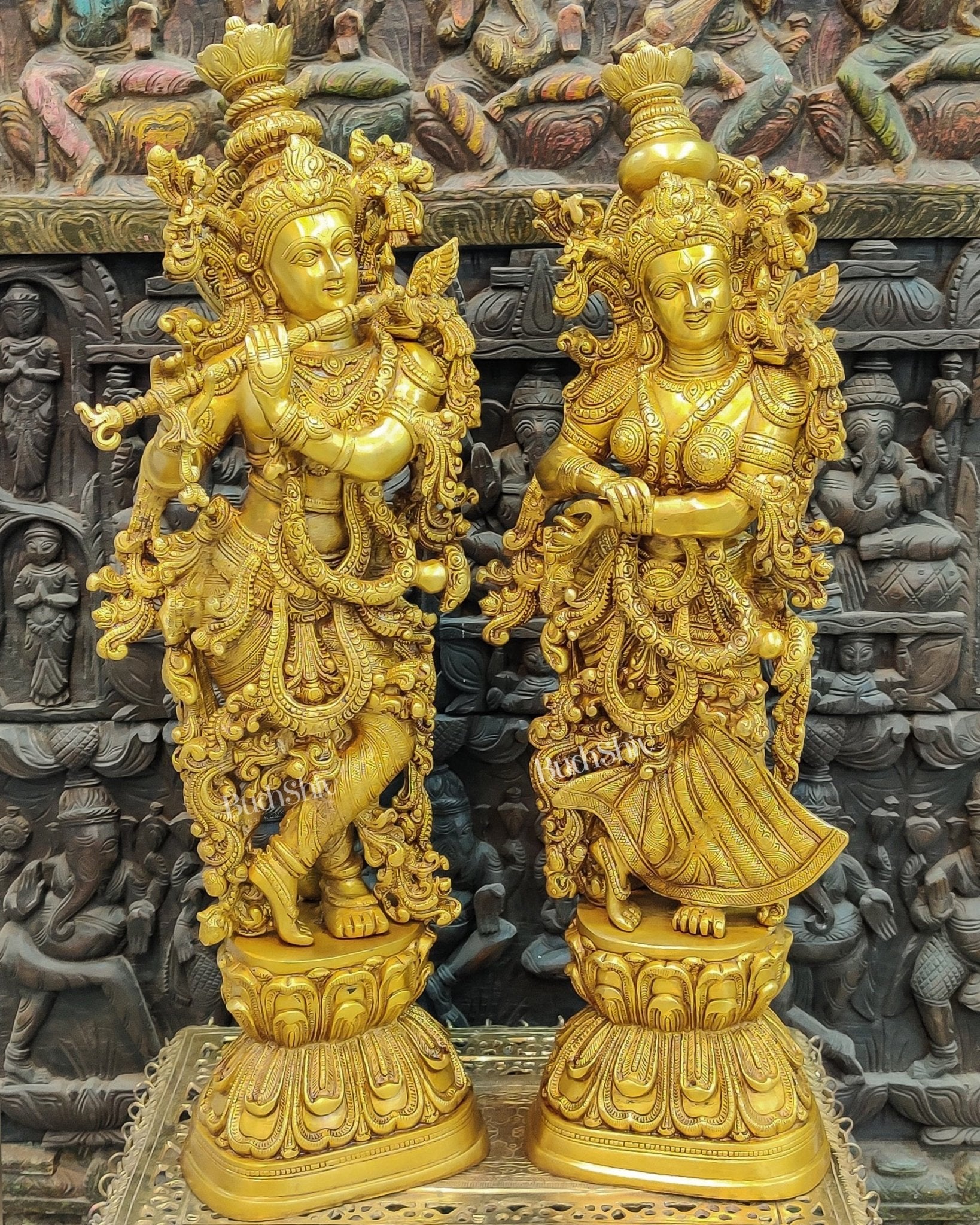 Radha Krishna Brass idols 29 inch - Budhshiv.com