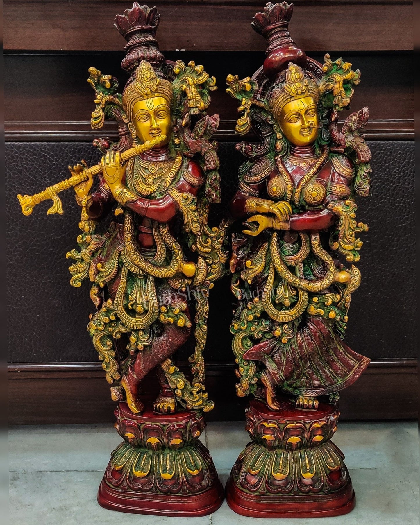 Radha Krishna Brass idols 29 inches - Budhshiv.com