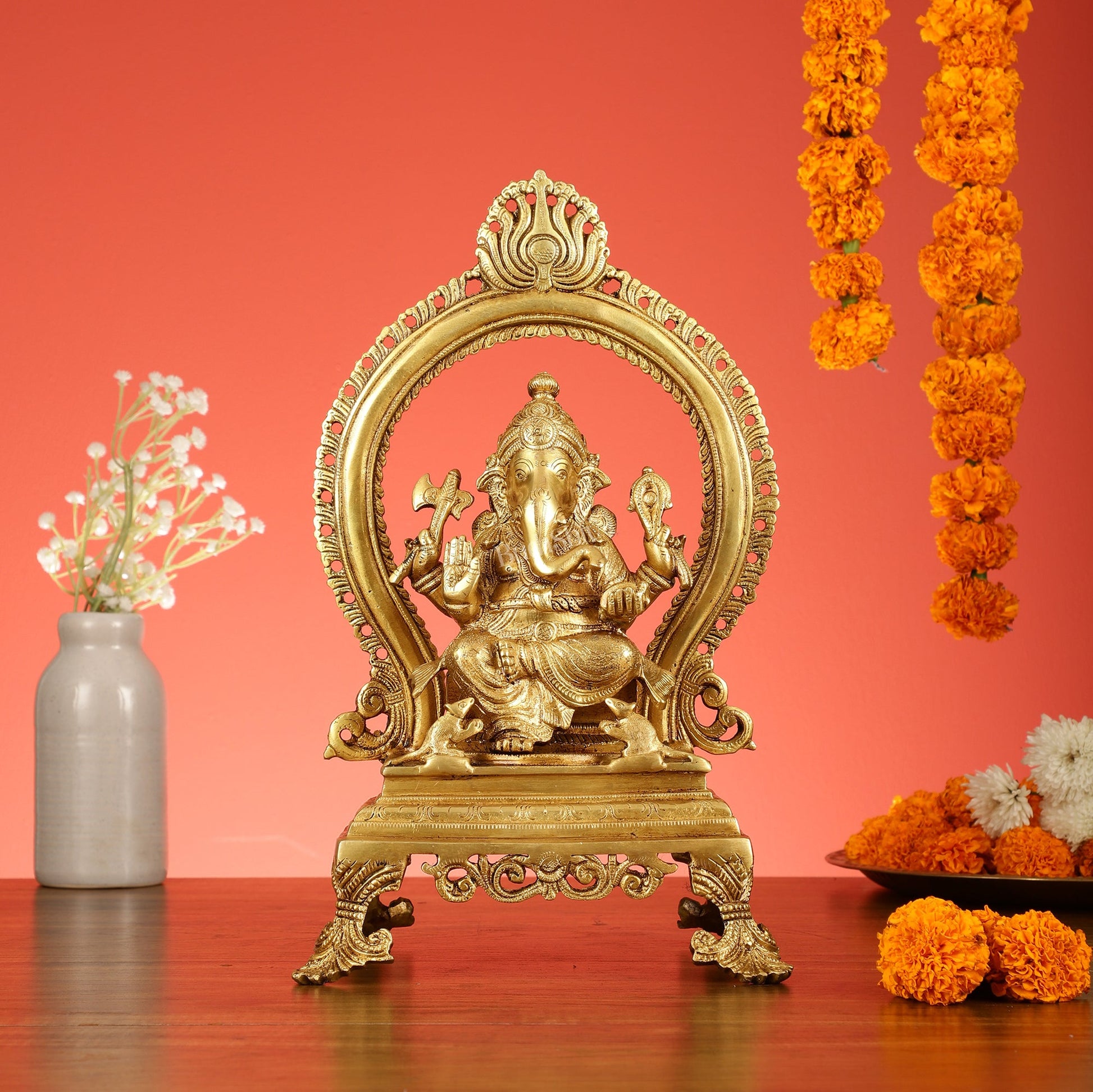 Sacred Brass Ganesh Idol 15 inch - Budhshiv.com