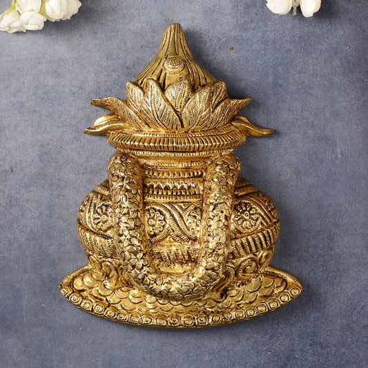 Sacred Brass Superfine Wall Hanging Kalash 7.75 inch - Budhshiv.com