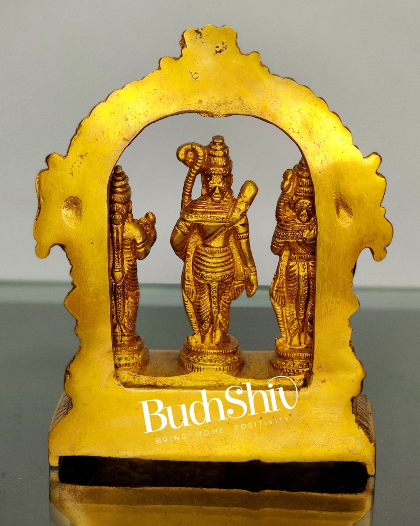 Sacred Pure Brass Ram Darbar - Ideal for Your Mandir - Height 6.5 Inches - Budhshiv.com