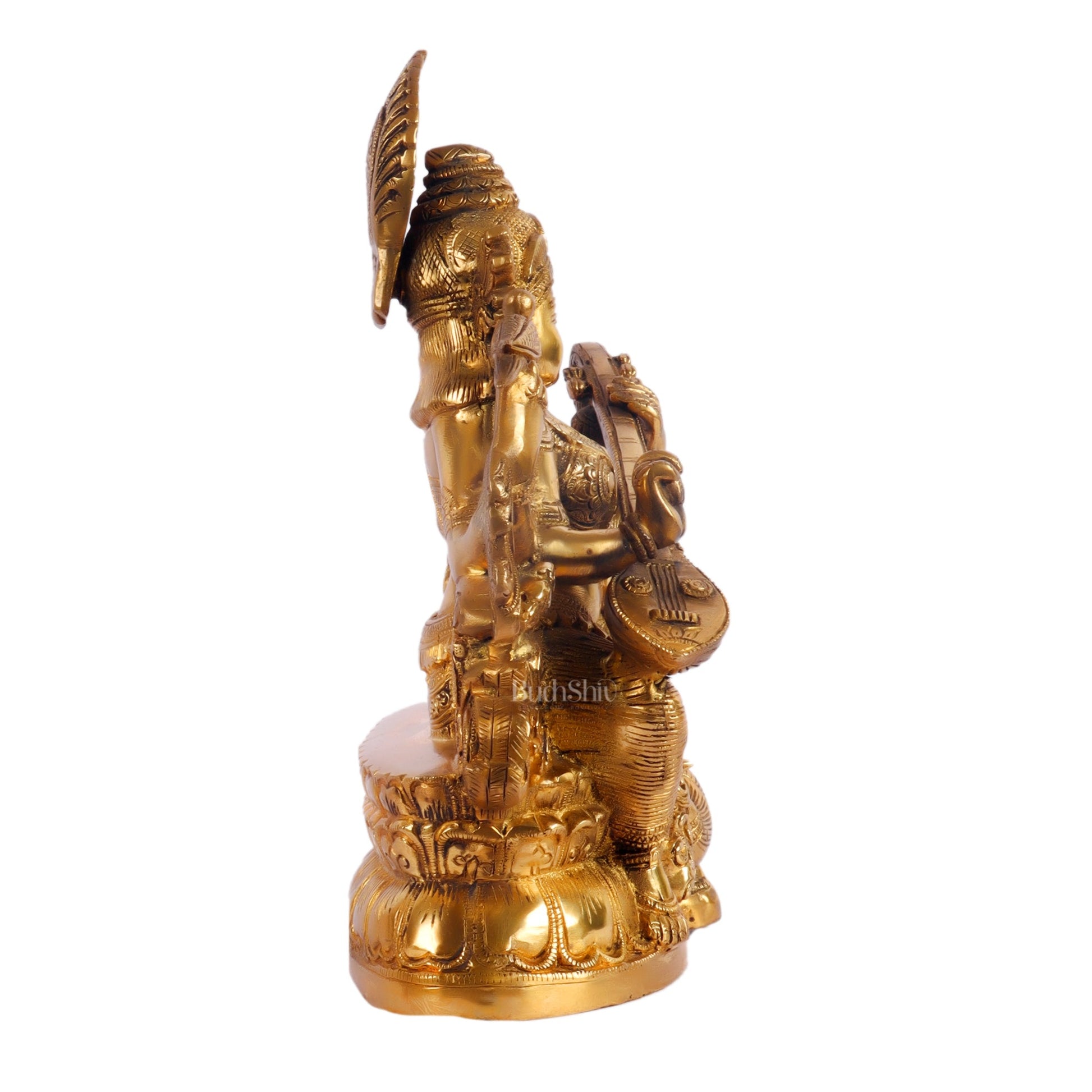 Saraswati brass idol 11 inches Superfine Shiny finish - Budhshiv.com