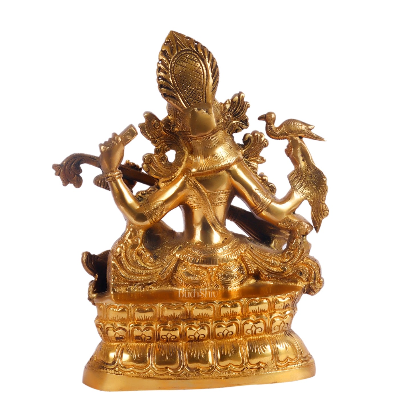 Saraswati brass idol 11 inches Superfine Shiny finish - Budhshiv.com