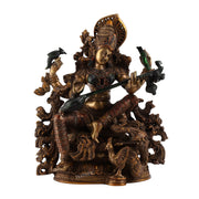Saraswati brass idol 16 inches hand-painted - Budhshiv.com