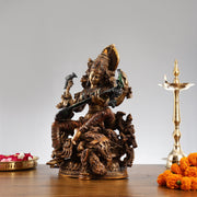 Saraswati brass idol 16 inches hand-painted - Budhshiv.com