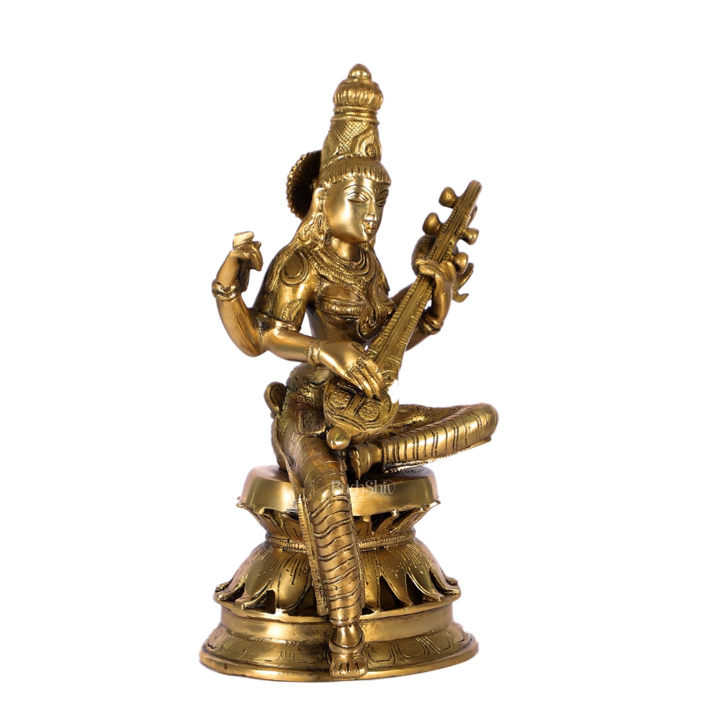 Saraswati Brass Statue 12 inch - Budhshiv.com