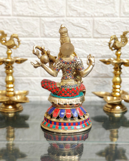 Saraswati Brass Statue 12 inch - Budhshiv.com