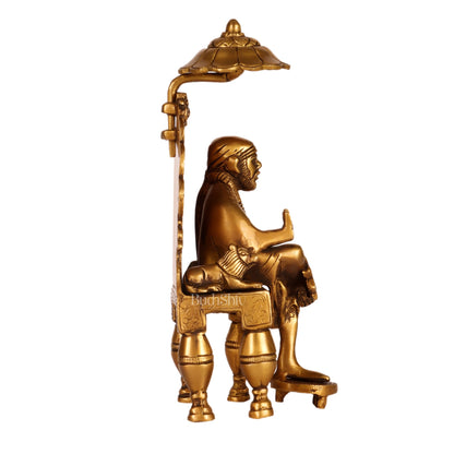 Seated Sai Baba Brass Idol | Blessing Mudra | 8" Height - Budhshiv.com