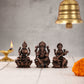Set of Three Pure Copper Idols - Ganesha, Lakshmi, Saraswati | 3 Inch - Budhshiv.com