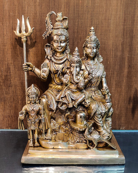 Shiv Parivaar Statue - Superfine Brass Handcrafted | 15" Height - Budhshiv.com