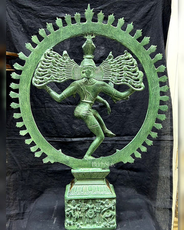 Shiva Brass Nataraj Statue - Dancing on Apasmara 23" - Budhshiv.com