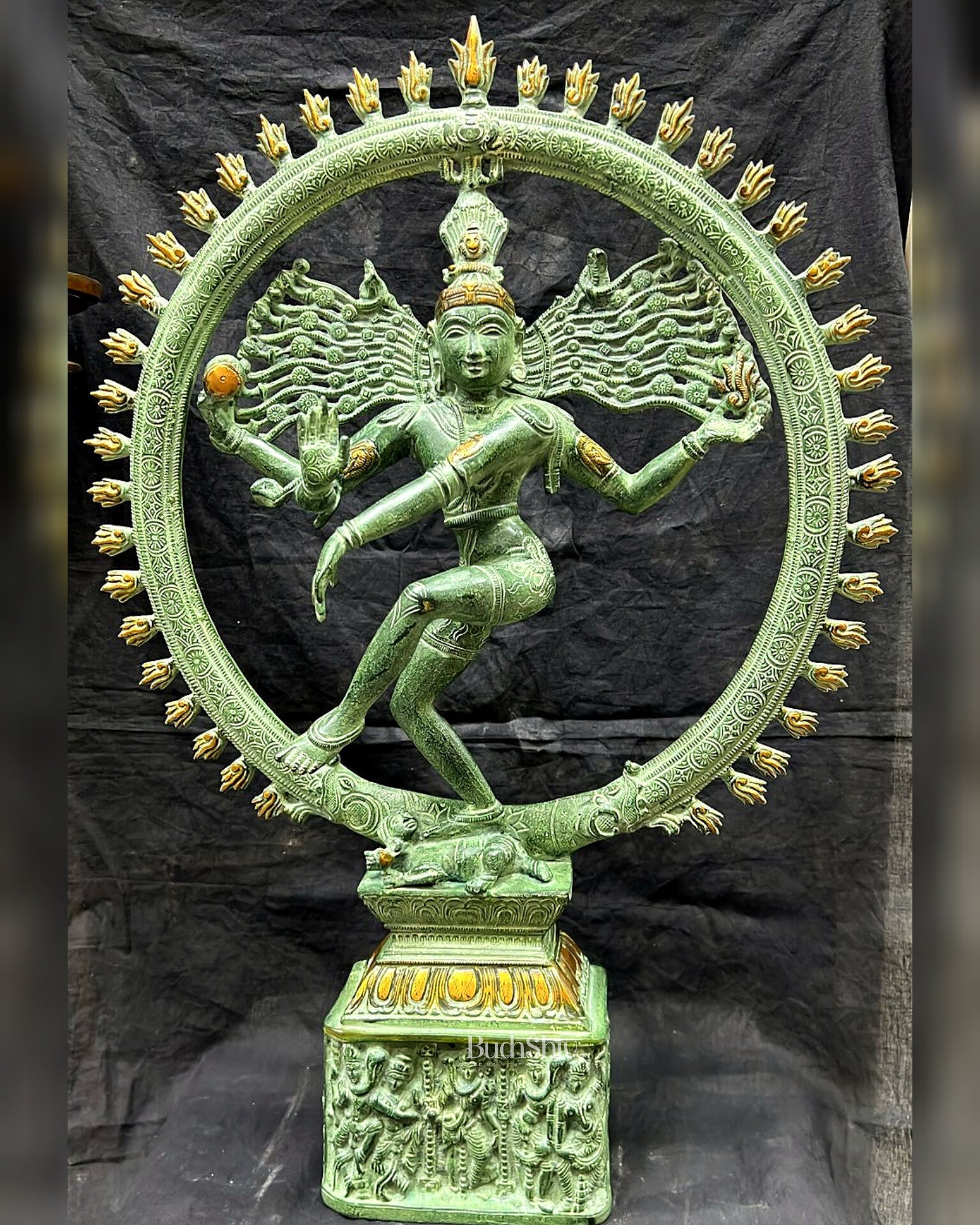 Shiva Brass Nataraj Statue - Dancing on Apasmara 23" - Budhshiv.com