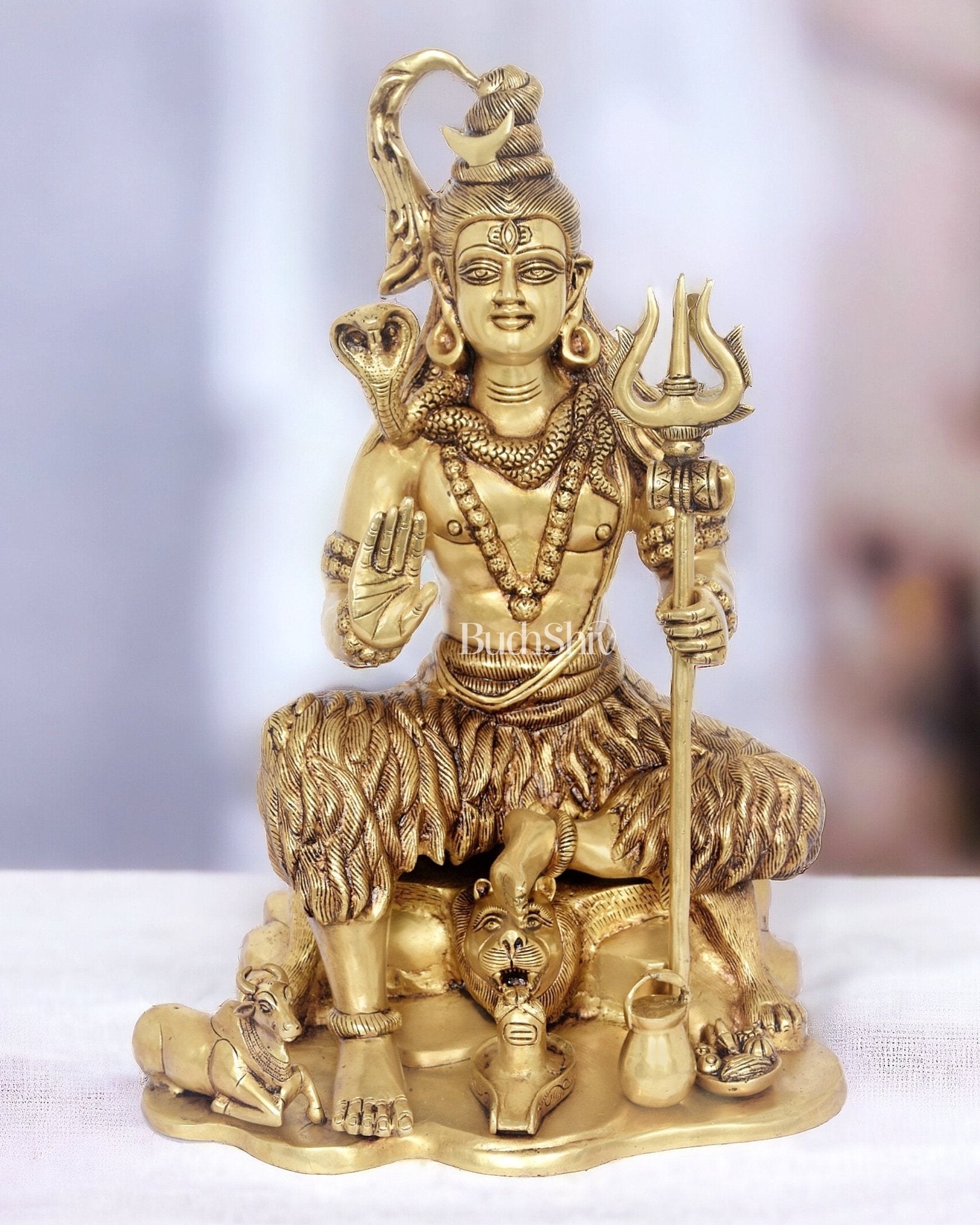 Shiva Brass Statue with Nandi - 18" Height - Budhshiv.com