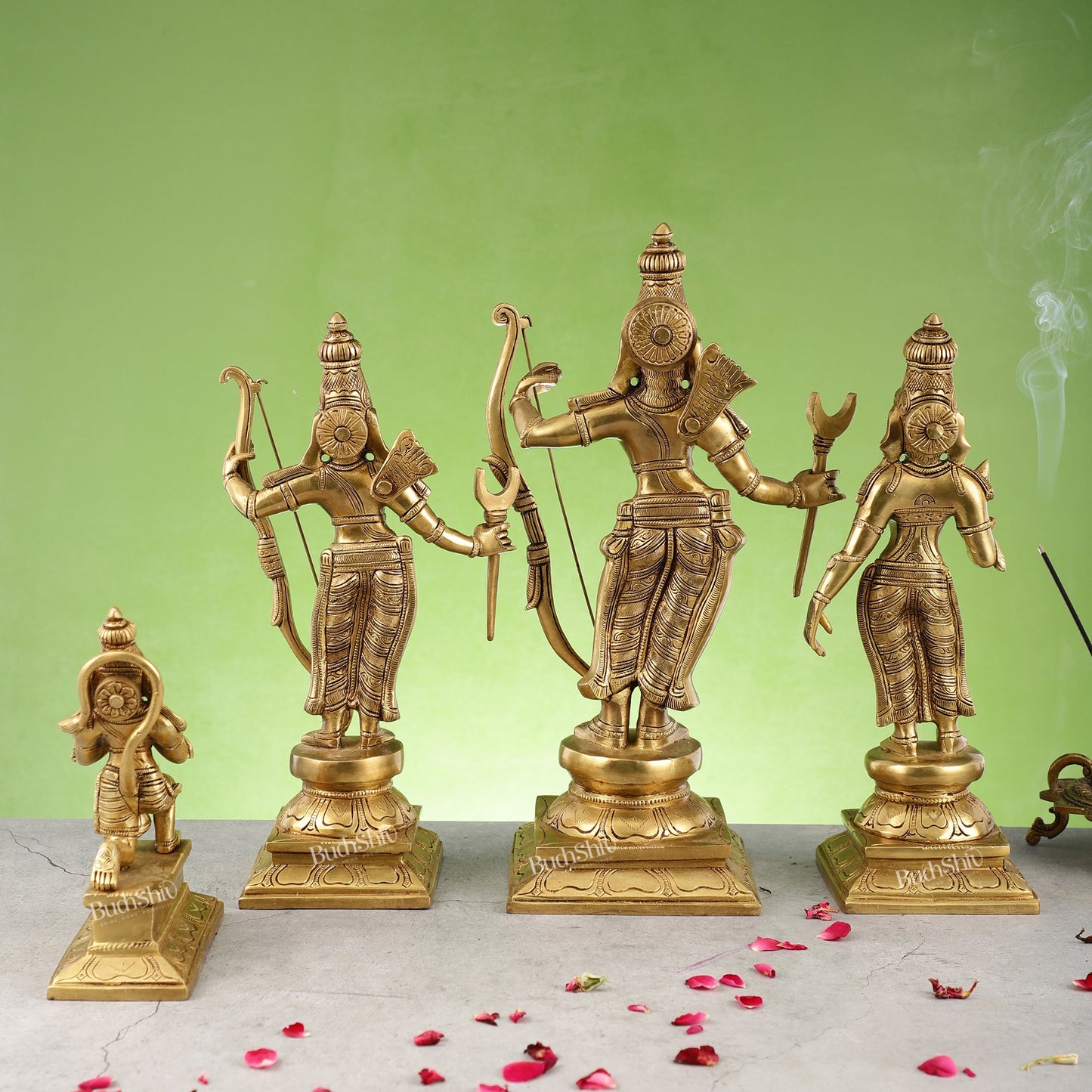 Shri Ram Darbar: Superfine Brass idols 15 inch - Budhshiv.com