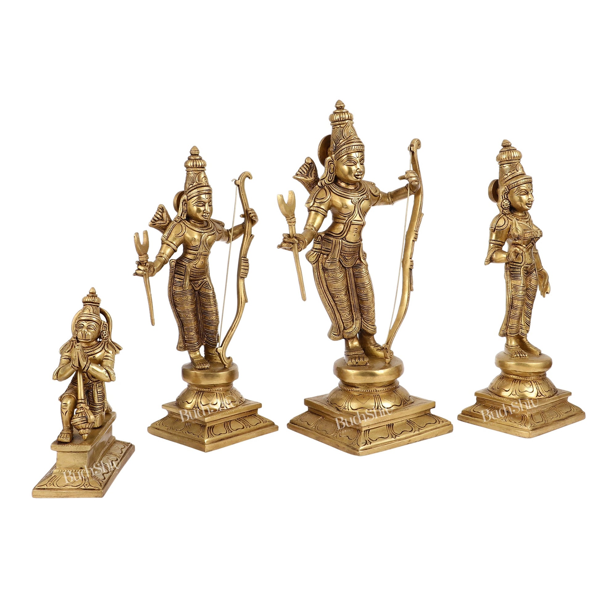 Shri Ram Darbar: Superfine Brass idols 15 inch - Budhshiv.com