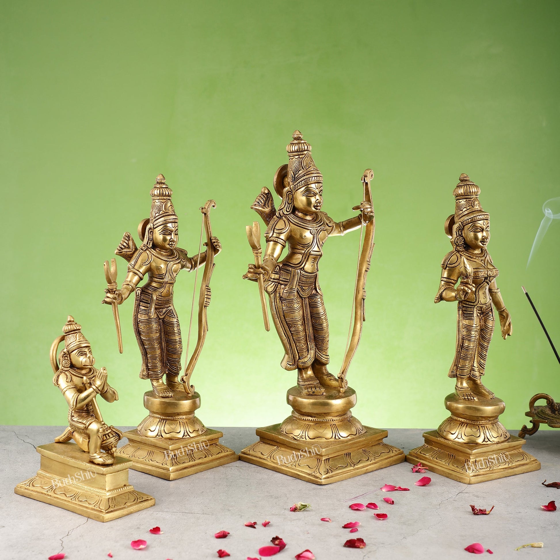Shri Ram Darbar: Superfine Brass idols 15 inch - Budhshiv.com