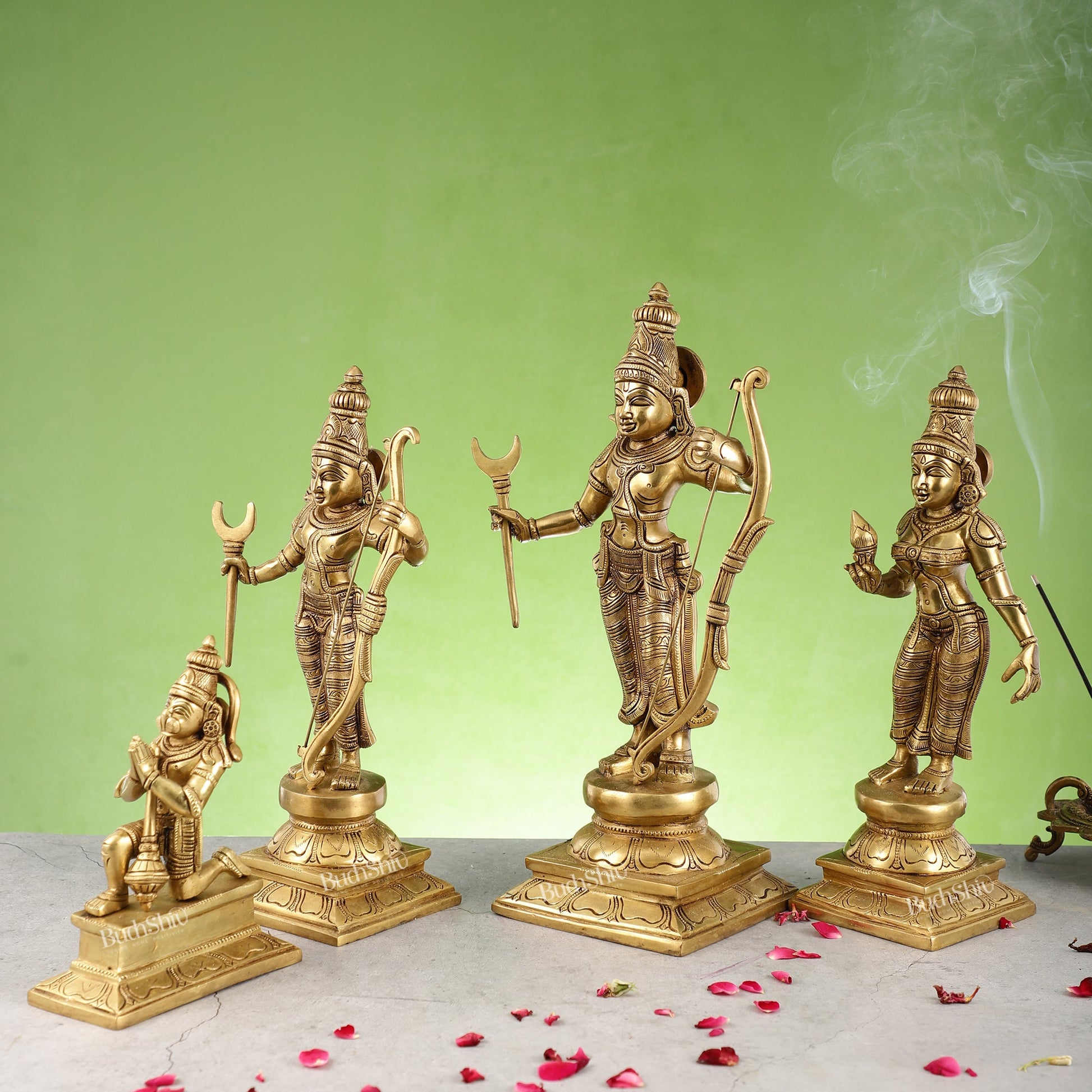 Shri Ram Darbar: Superfine Brass idols 15 inch - Budhshiv.com