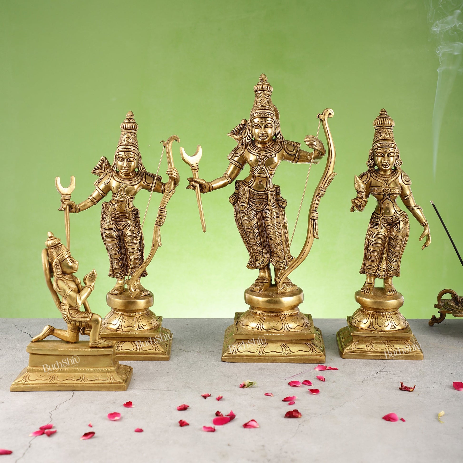 Shri Ram Darbar: Superfine Brass idols 15 inch - Budhshiv.com