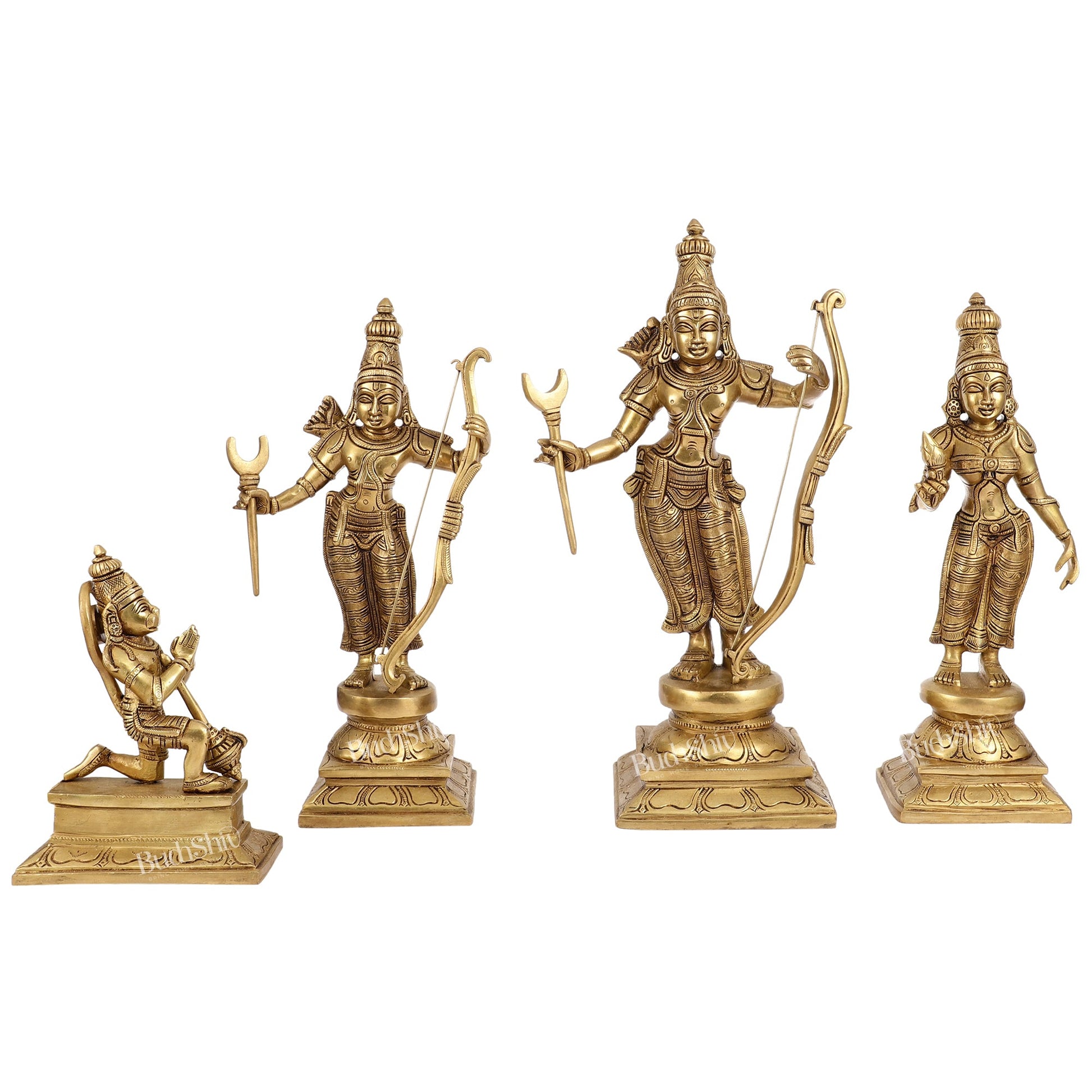 Shri Ram Darbar: Superfine Brass idols 15 inch - Budhshiv.com