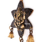 Sitting Ganesh Brass Wall Hanging Decor Easy to Hang Handmade with Bells Showpiece (Antique rustic gold) - Budhshiv.com