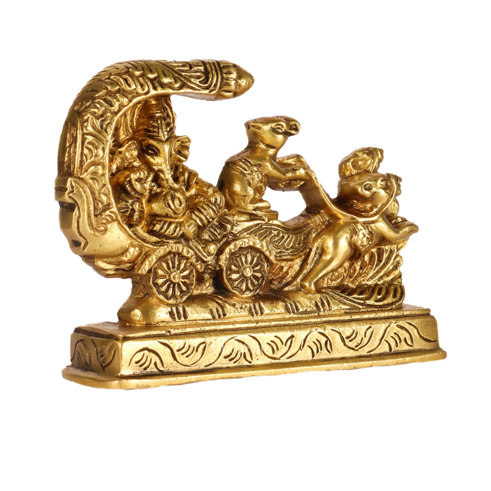 Small Brass Ganesha on Mooshak Rath - Perfect Gift Option - Budhshiv.com