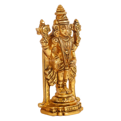 Small Lord Venkateshwara Perumal Brass Statue | 5 inch - Budhshiv.com