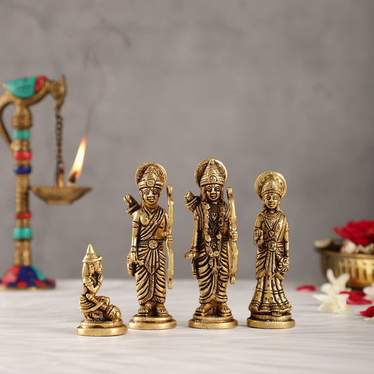Small Size Superfine Brass Ram Darbar - Handcrafted Masterpiece 4.5 inch - Budhshiv.com