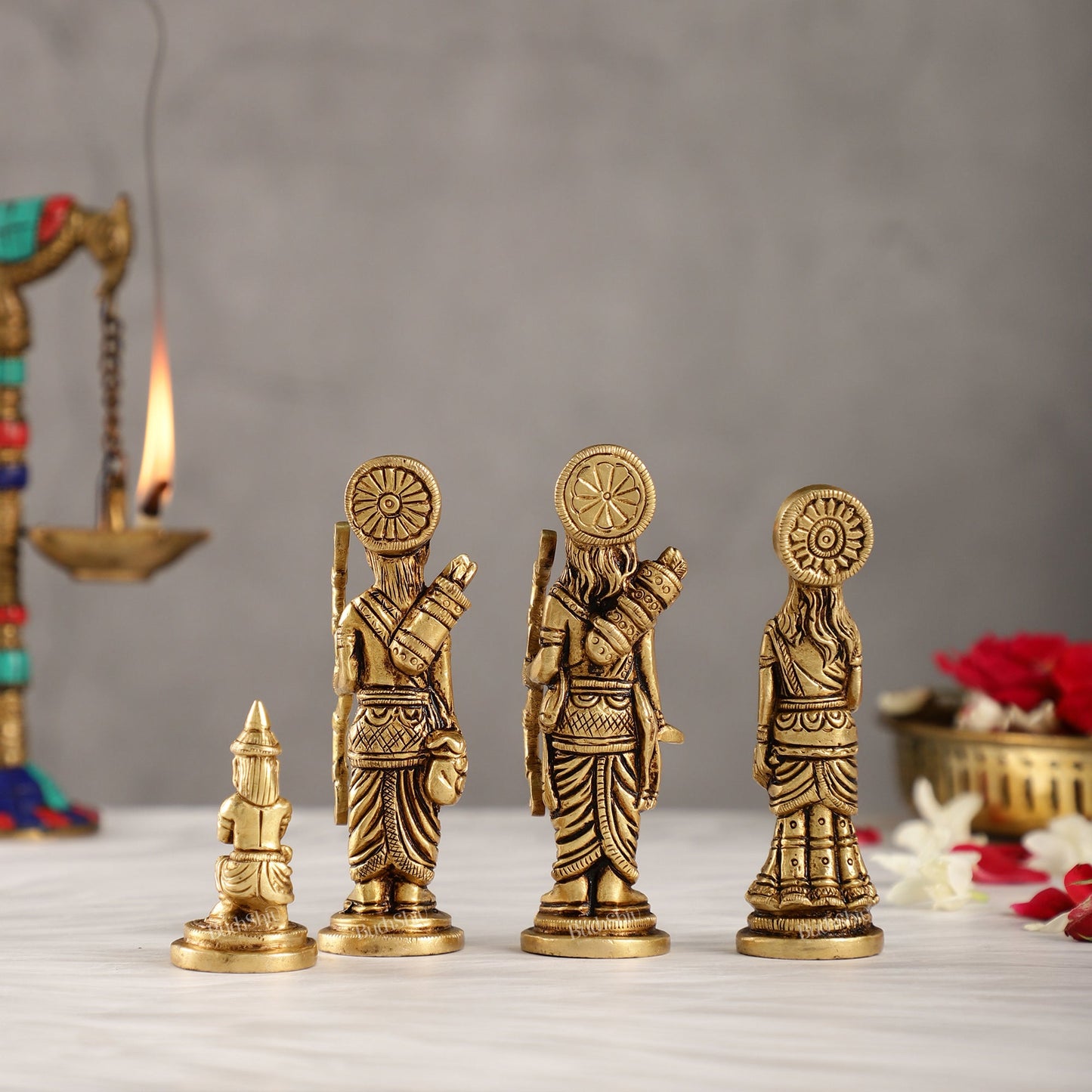 Small Size Superfine Brass Ram Darbar - Handcrafted Masterpiece 4.5 inch - Budhshiv.com