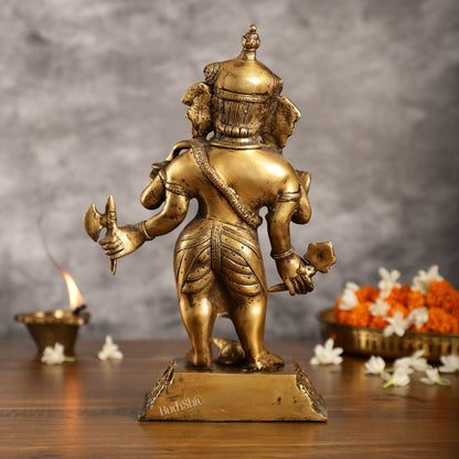 Standing Brass Ganesha Idol | 12.5-inch Height - Budhshiv.com