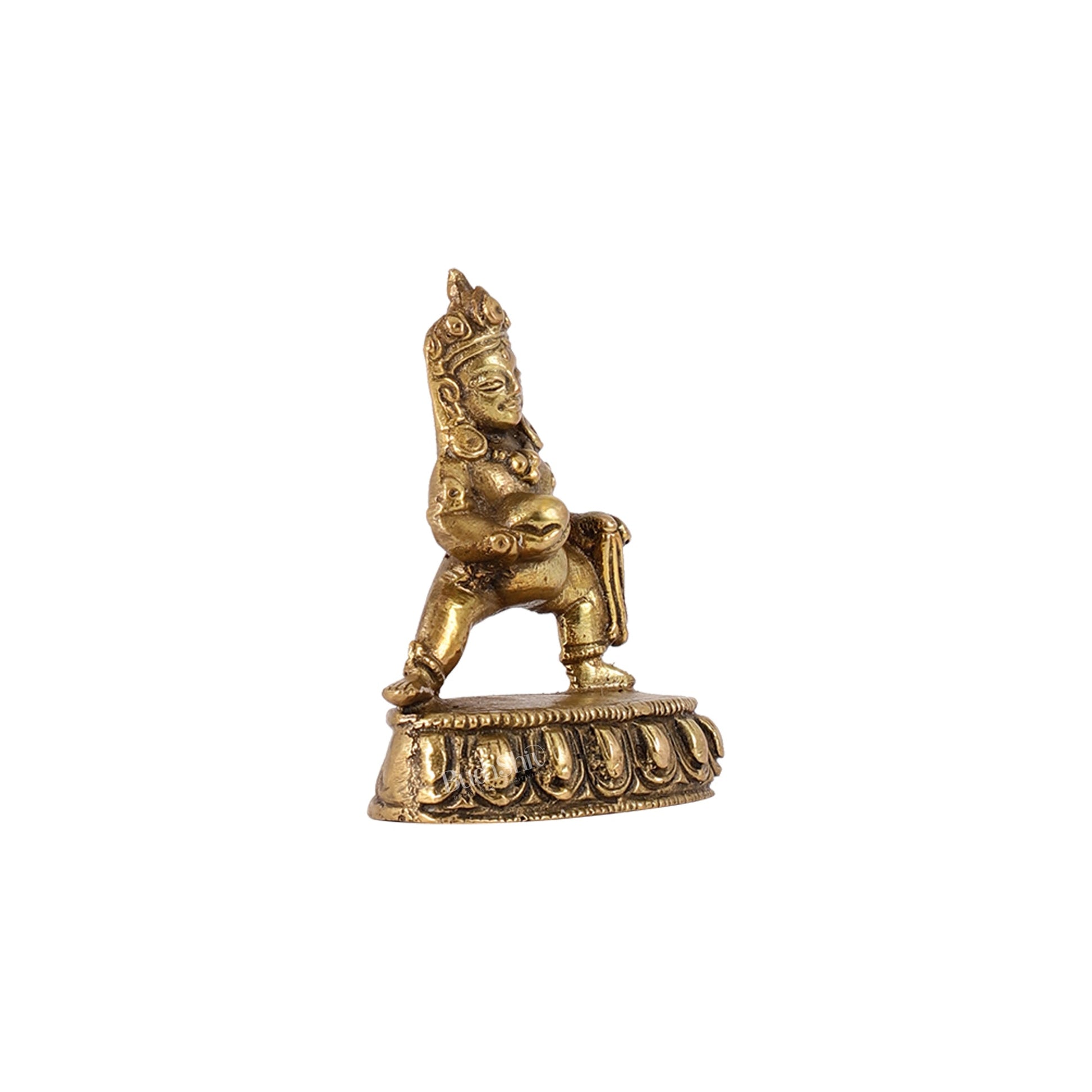 Standing Kubera Brass Idol | Wealth God | 3" Height - Budhshiv.com