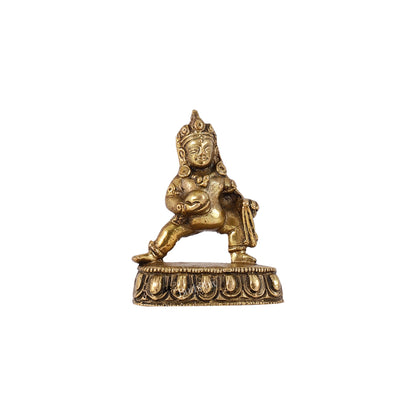 Standing Kubera Brass Idol | Wealth God | 3" Height - Budhshiv.com