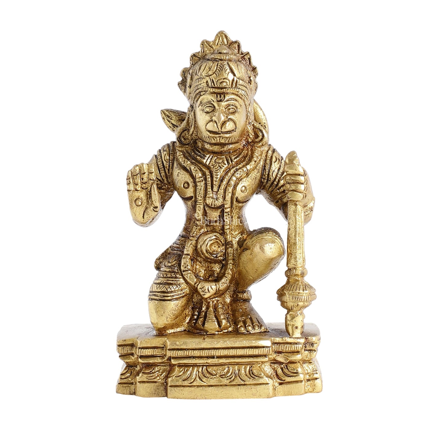 Superfine Brass Blessing Lord Hanuman Murti 4 inch - Budhshiv.com