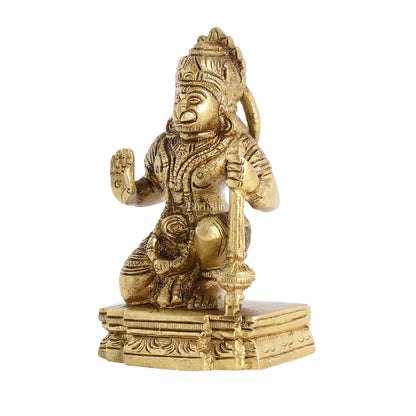 Superfine Brass Blessing Lord Hanuman Murti 4 inch - Budhshiv.com