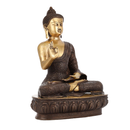 Superfine Brass Buddha Statue | Abhaya Mudra | 21 inches Height | Copper Finish - Budhshiv.com