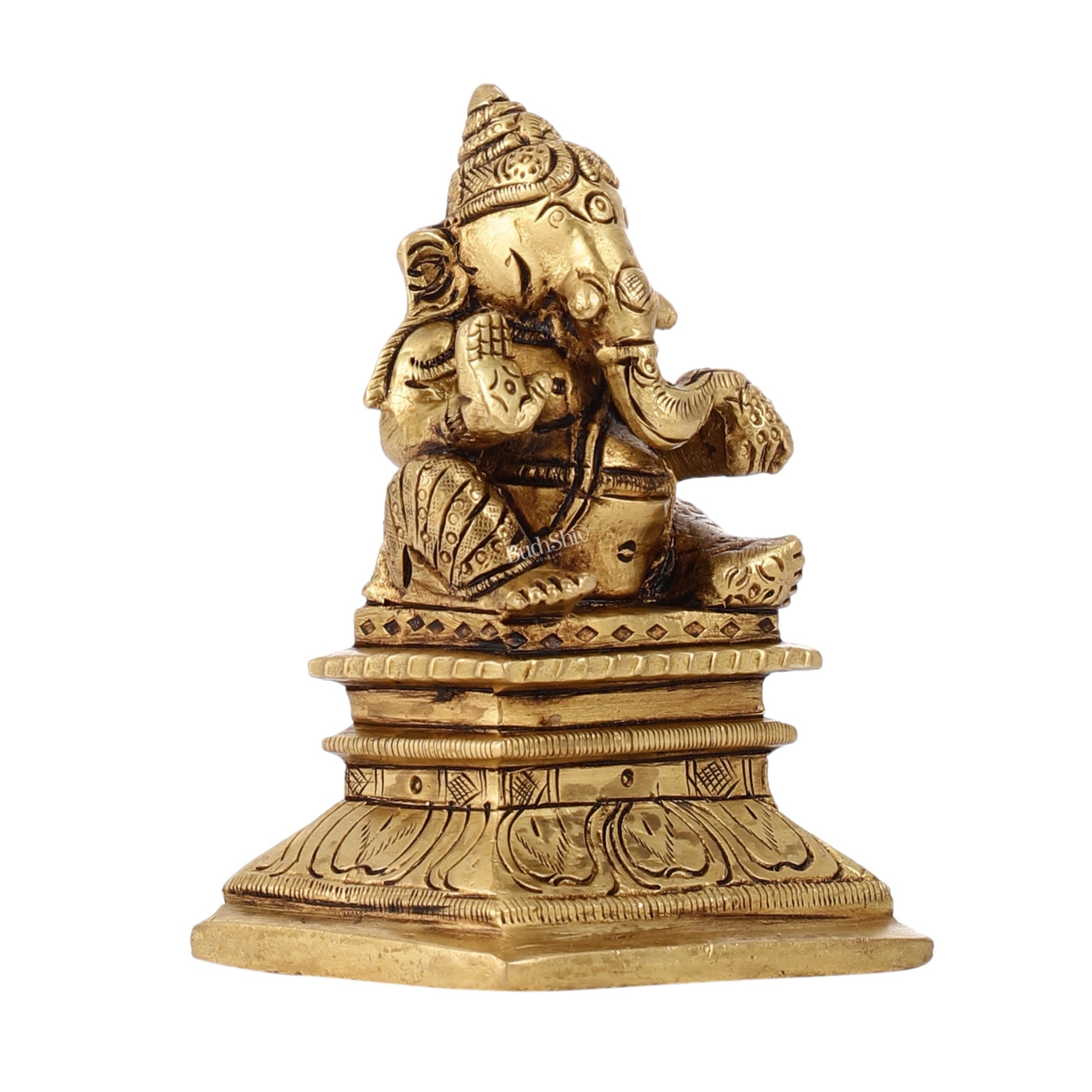 Superfine Brass Chola Ganesh Idol | Height 4 inch - Budhshiv.com