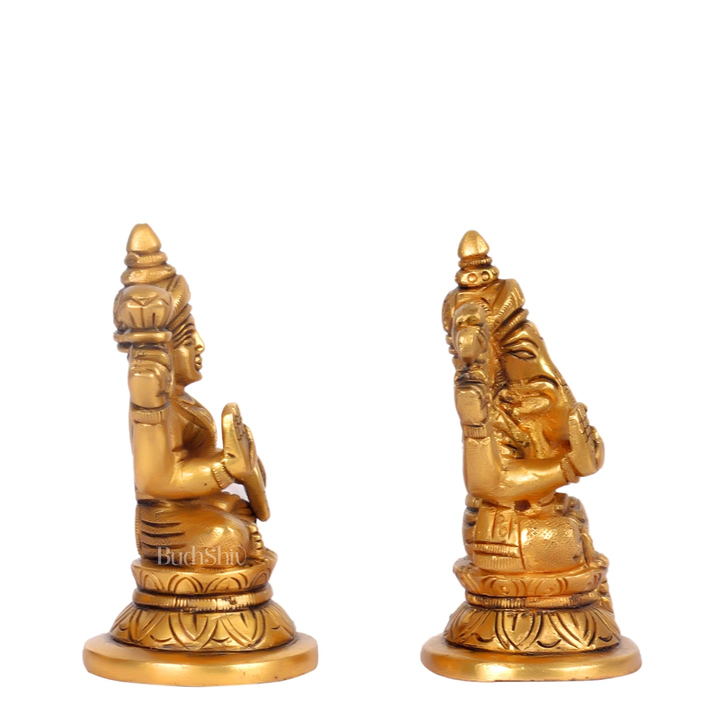Superfine Brass Ganesha and Lakshmi Idols for Home Temples - Budhshiv.com