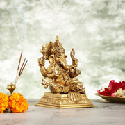 Superfine Brass Ganesha Idol - 7 Inch - Budhshiv.com
