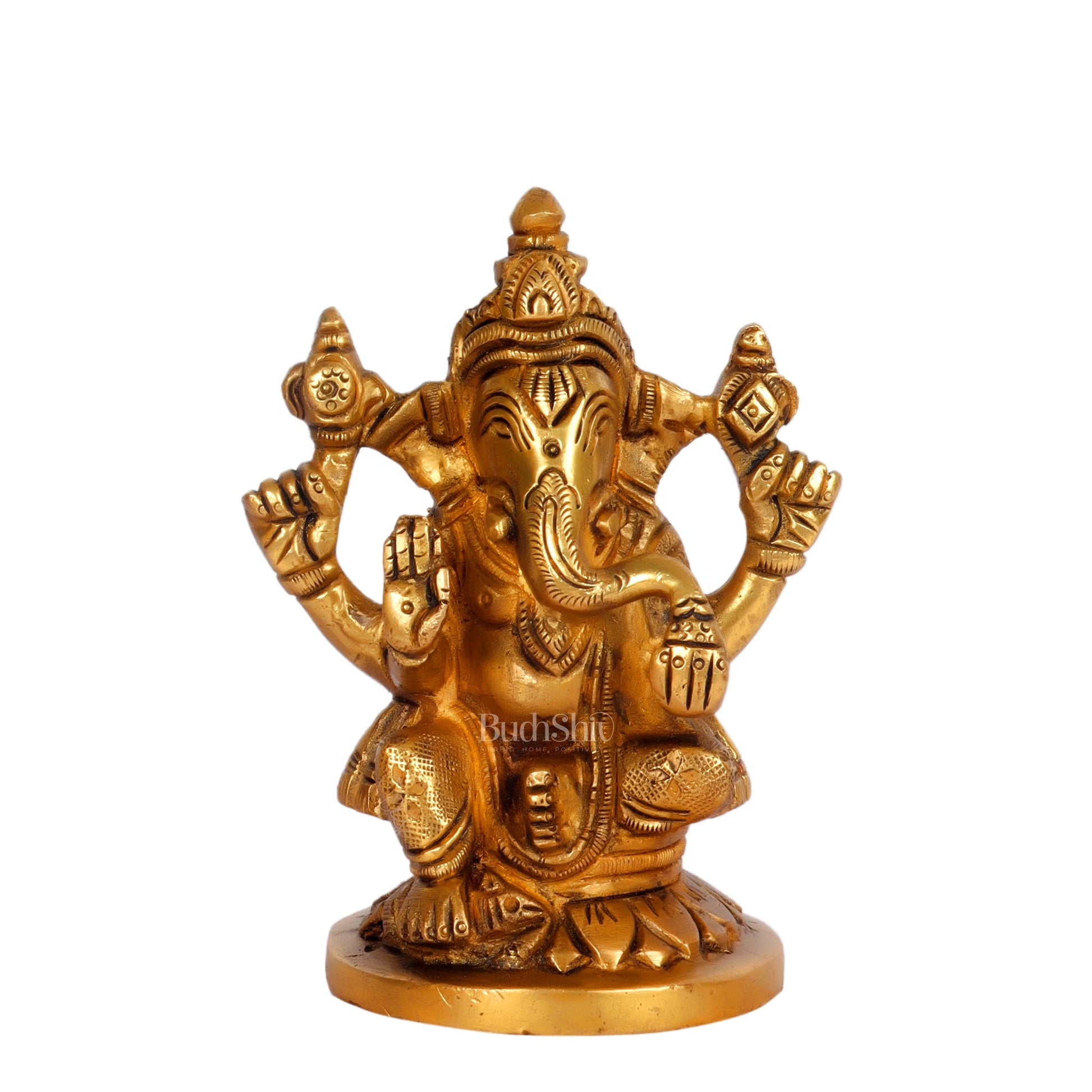 Superfine Brass Ganesha, Lakshmi, Saraswati Idols 3.5 " - Budhshiv.com