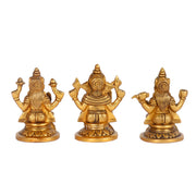 Superfine Brass Ganesha, Lakshmi, Saraswati Idols 3.5 " - Budhshiv.com