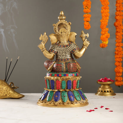 Superfine Brass Ganesha Statue 15 inch - Budhshiv.com
