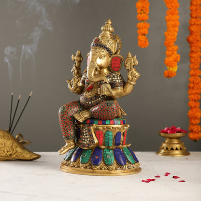 Superfine Brass Ganesha Statue 15 inch - Budhshiv.com
