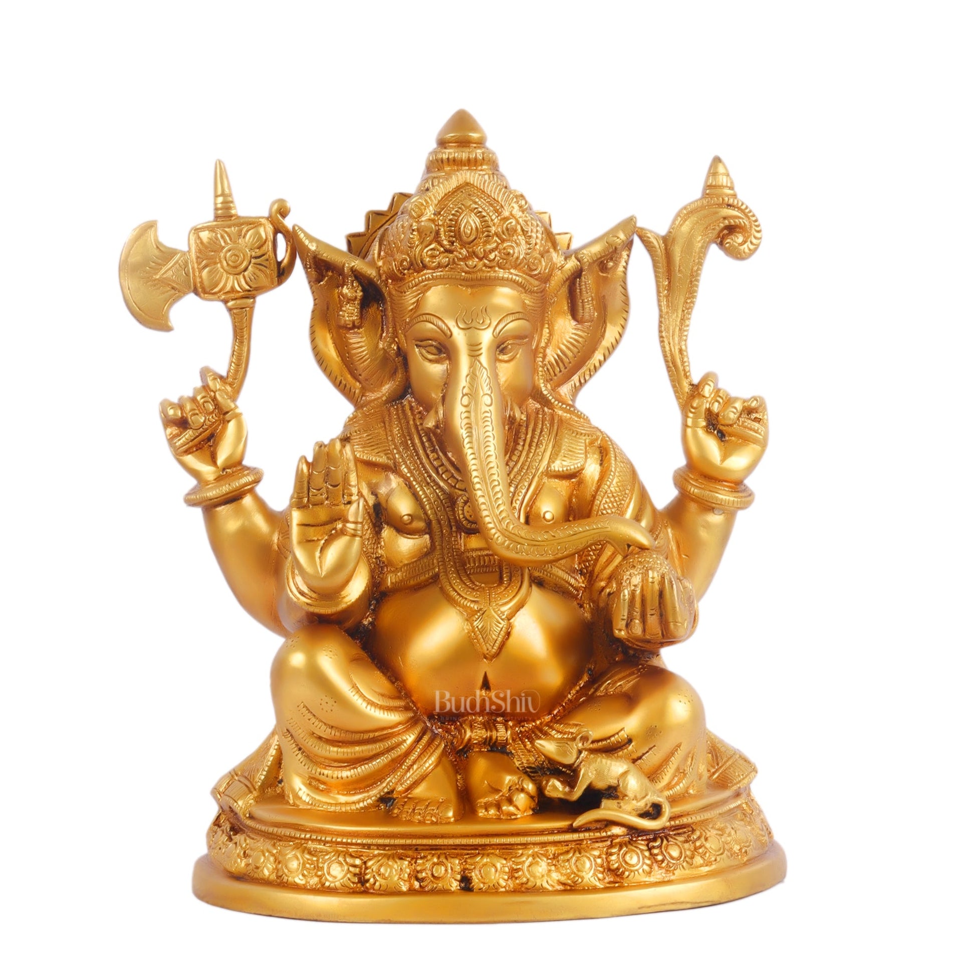 Superfine Brass Ganesha Statue | Height 11.5 inches | God of New Beginnings - Budhshiv.com
