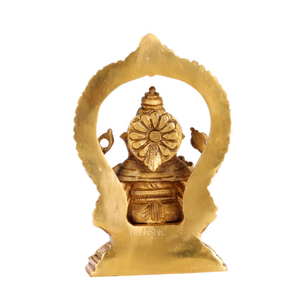 Superfine Brass Ganesha Statue with Prabhavali Frame - 5 inches - Budhshiv.com